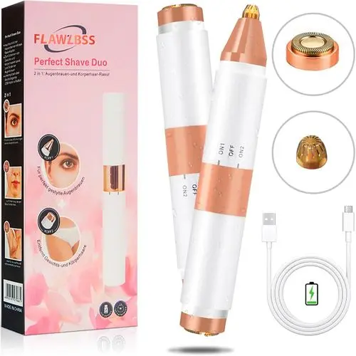 2 in 1 Rechargeable flawless duo perfect  shaver for facebodyeyebrows hair removal